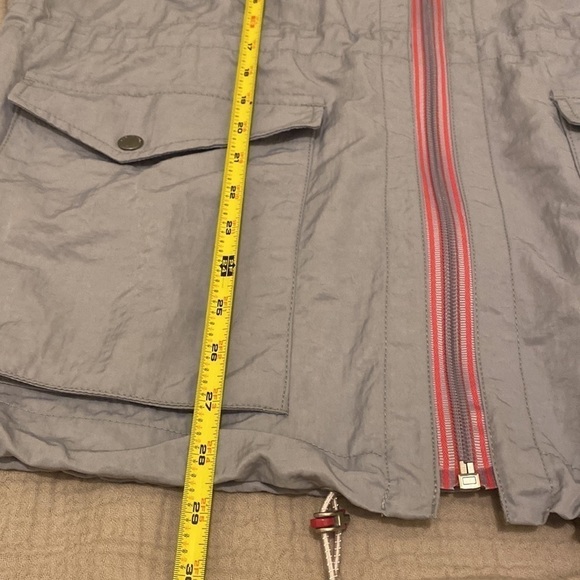 Rag & Bone blue gray light rain jacket with hood and pockets. Size L - Picture 9 of 11